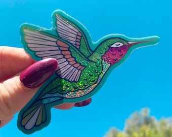 Hummingbird Sticker | Hummingbird Decal Holographic Glitter | Bird Gift Ideas | Hummingbird Accessories | Hummingbird Lovers