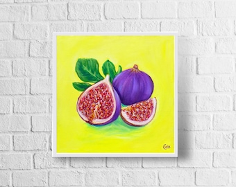 Figs Art Print | Colorful Fig Painting | Fruit Lovers | Fig Gift Ideas | Fruit Art Home Decor | Kitchen Wall Art