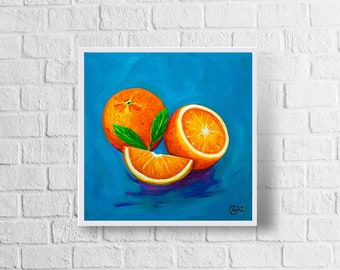 Oranges Painting | Oranges Fruit Art Print | Oranges Wall Art | Oranges Gift Ideas | | Kitchen Decor | Plant-Based