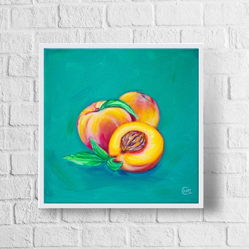 Peaches Art Print Giclee Peach Painting Kitchen Art Etsy