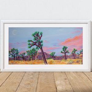 Joshua Tree Art Print 6x12 | Joshua Tree Sunset Painting | Desert Wall Art | Colorful Joshua Tree National Park Print