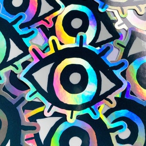 Eye Sticker Rainbow | Colorful Eye Sticker | Holographic Eyeball Decal | Eyeball Water Bottle Sticker | Gifts for Eye Lovers | Third Eye