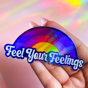Adesivo Feel Your Feelings | Adesivo Mental Health Matters | Presentes de amor próprio | Adesivo de autocuidado | Adesivo de afirmação