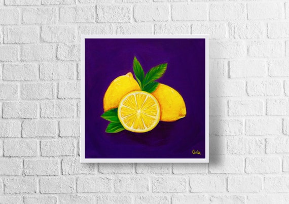 Lemons Art Print | Colorful Lemon Painting | Lemon Gift Ideas | Citrus Fruit Home Decor | Kitchen Art Ideas