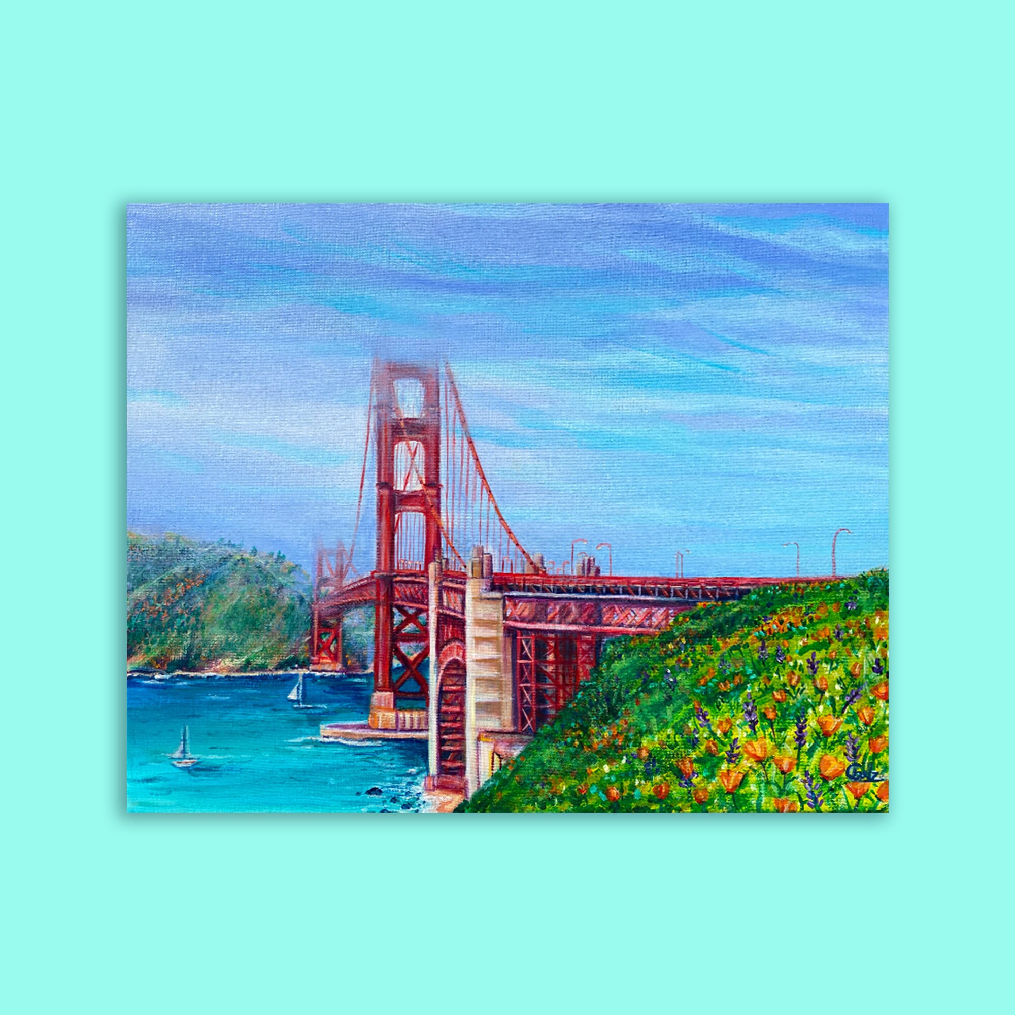 San Francisco Art Print Golden Gate Bridge Painting Etsy