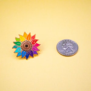 Rainbow Sunflower Pin: Flower Lover Pin Floral Gift Ideas Unity Rainbow Enamel Pin Flower Child Lapel Pin image 8