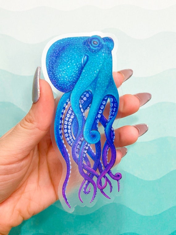 Octopus Sticker Transparent | Octopus Gift Ideas | Octopus Lover Stickers | Octogalaxy | Water Bottle Decal
