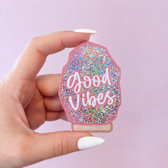 Salt Lamp Sticker Glitter Holographic | Good Vibes Sticker | Himalayan Salt Lamp Sticker | Boho Gifts for Her | Crystal Lover Gifts