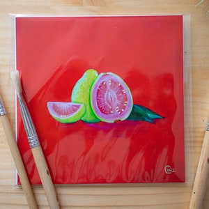 Konsttryck av guava | Färgglad guavamålning | Köksdekor av guavafrukt | Fruktälskare | Presentidéer av guava | Fruktdekor bild 3