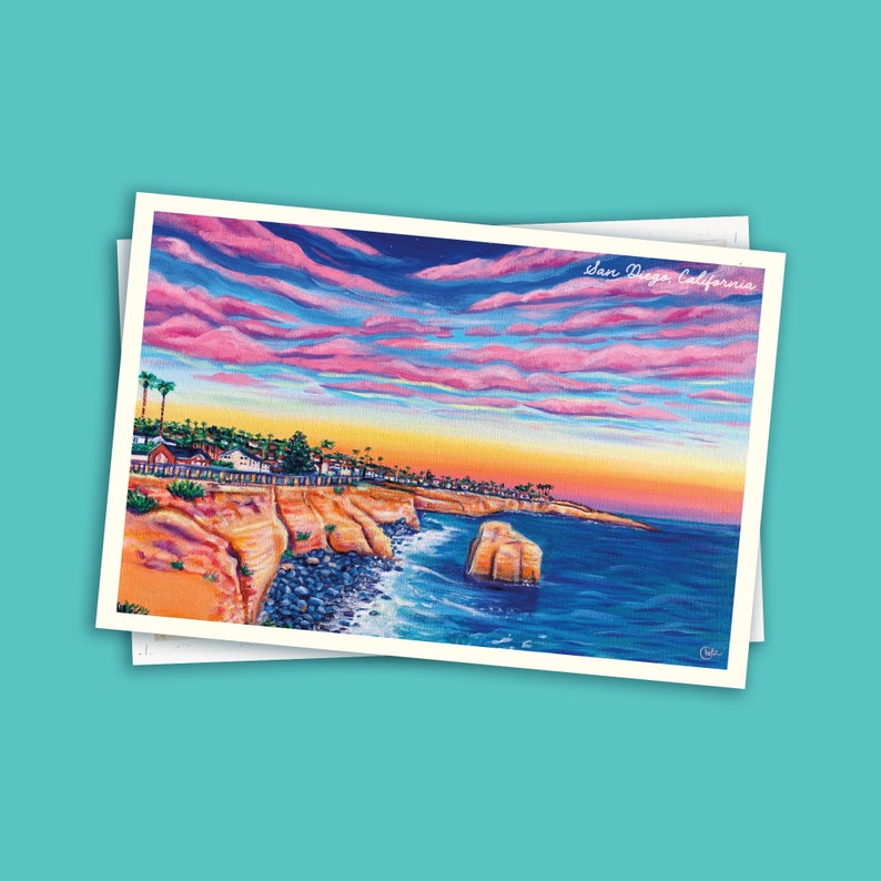 Carte postale de San Diego 4x6 Carte postale du parc naturel de Sunset Cliffs Carte Californie du Sud Cadeaux SoCal Plage de locéan image 1