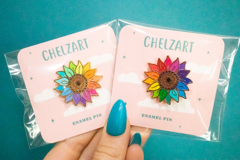 Rainbow Sunflower Pin: Flower Lover Pin Floral Gift Ideas Unity Rainbow Enamel Pin Flower Child Lapel Pin image 7