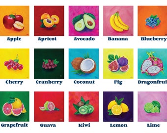 Colorful Fruit Painting | Fruit Art Print | Fruit Lovers | Fruit Gift Ideas | Kitchen Wall Decor | Choose Your Fruit