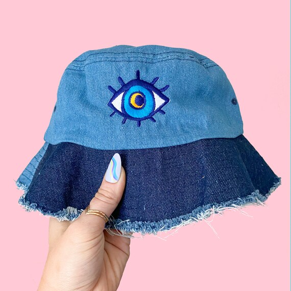 Third Eye Bucket Hat Eyeball Distressed Denim Hat Eye Accessory 