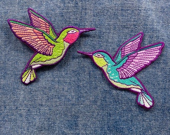 Hummingbird Embroidered Patch | Bird Accessories | Hummingbird Gift Ideas | Iron On Patch | Bird Lover Gifts