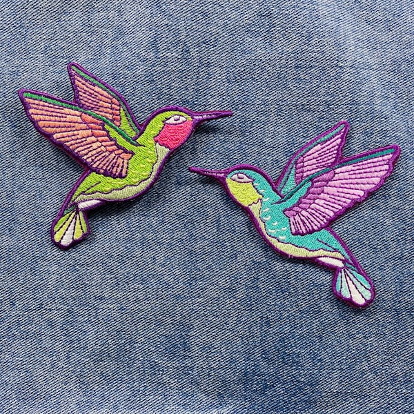 Hummingbird Embroidered Patch | Bird Accessories | Hummingbird Gift Ideas | Iron On Patch | Bird Lover Gifts