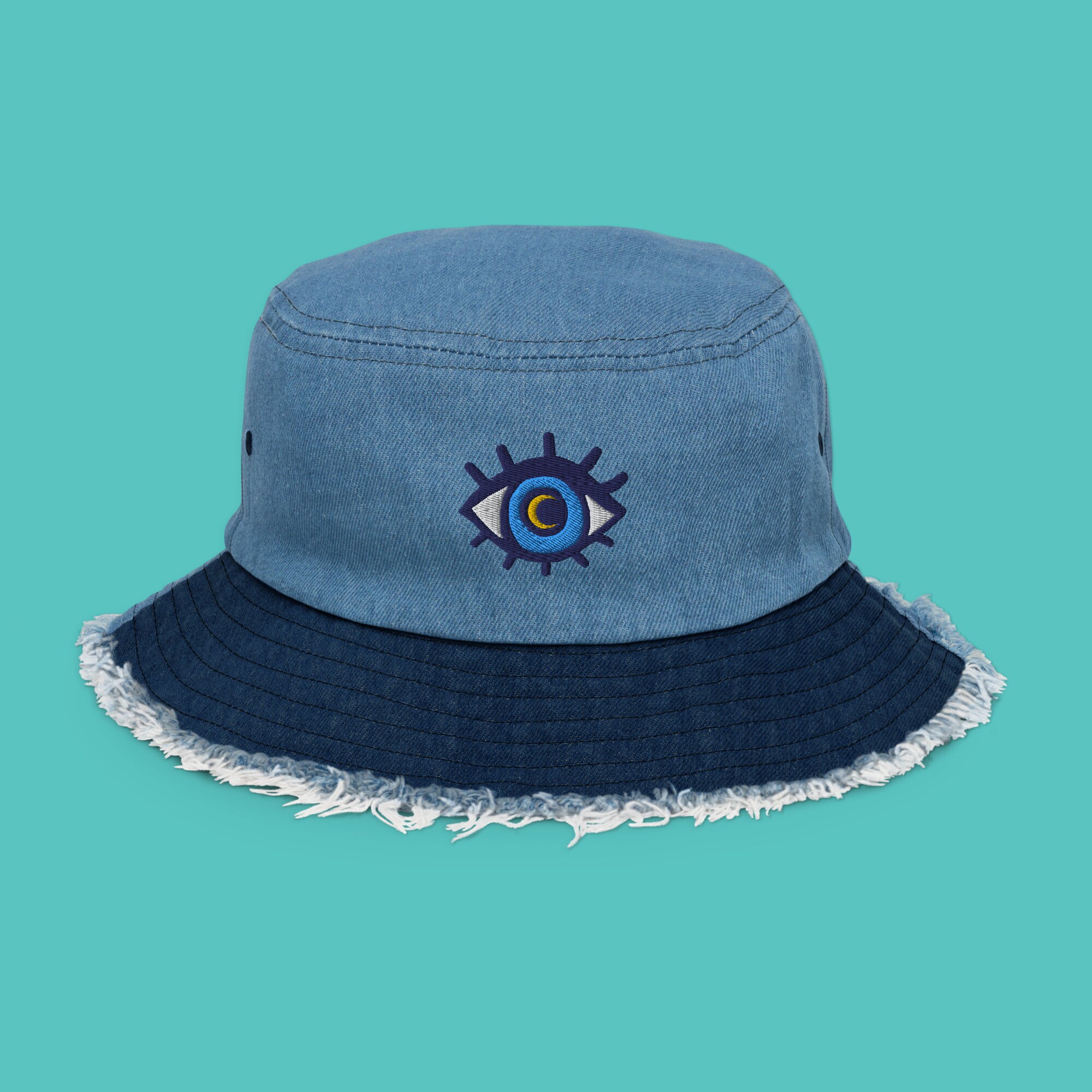 Third Eye Bucket Hat Eyeball Distressed Denim Hat Eye Accessory 