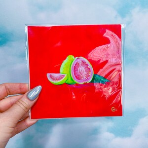 Konsttryck av guava | Färgglad guavamålning | Köksdekor av guavafrukt | Fruktälskare | Presentidéer av guava | Fruktdekor bild 2