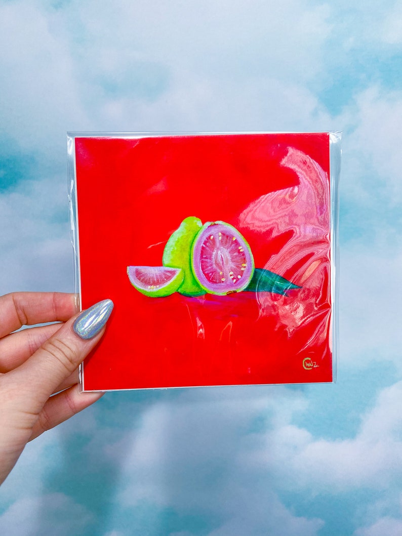 Konsttryck av guava | Färgglad guavamålning | Köksdekor av guavafrukt | Fruktälskare | Presentidéer av guava | Fruktdekor bild 2