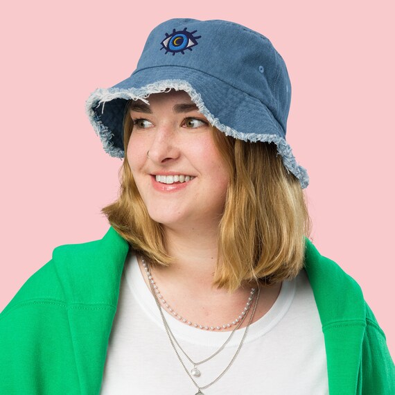 Third Eye Bucket Hat Eyeball Distressed Denim Hat Eye Accessory 