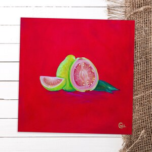 Konsttryck av guava | Färgglad guavamålning | Köksdekor av guavafrukt | Fruktälskare | Presentidéer av guava | Fruktdekor bild 4