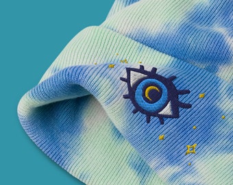 Third Eye Beanie Tie Dye | Evil Eye Winter Hat | Colorful Eyeball Beanie | Eye Accessories | Eye Lover Gift Ideas