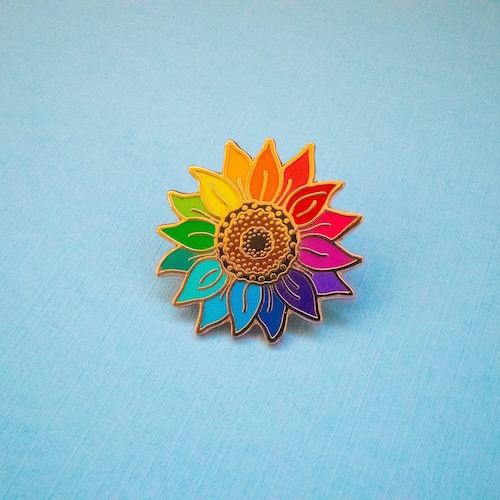 Rainbow Sunflower Pin: Flower Lover Pin | Floral Gift Ideas | Unity Rainbow Enamel Pin | Flower Child | Lapel Pin