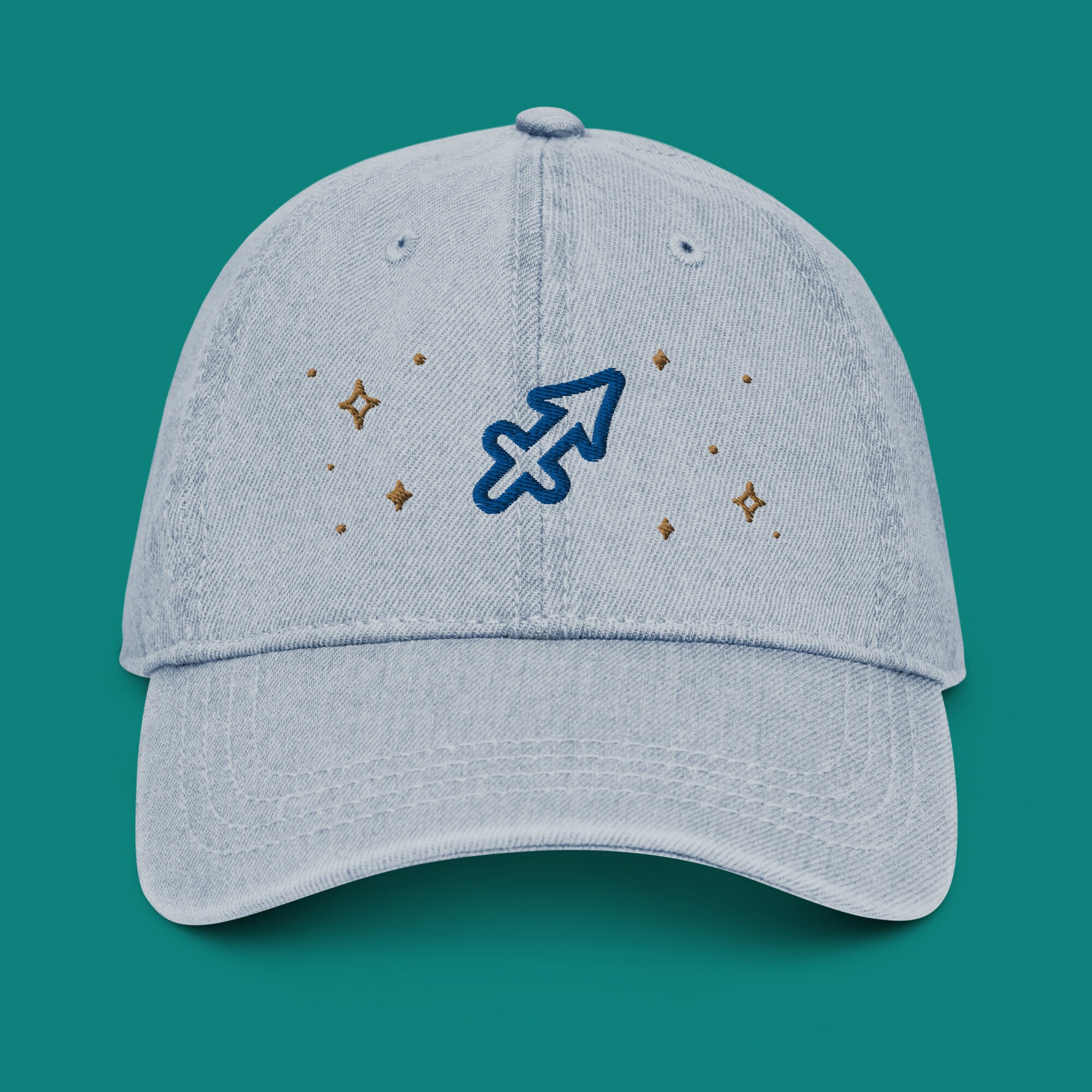 Schütze Jeanshut bestickt | Schütze Geschenkideen | Schütze Bekleidung | Astrologie Zubehör | Schütze Mütze