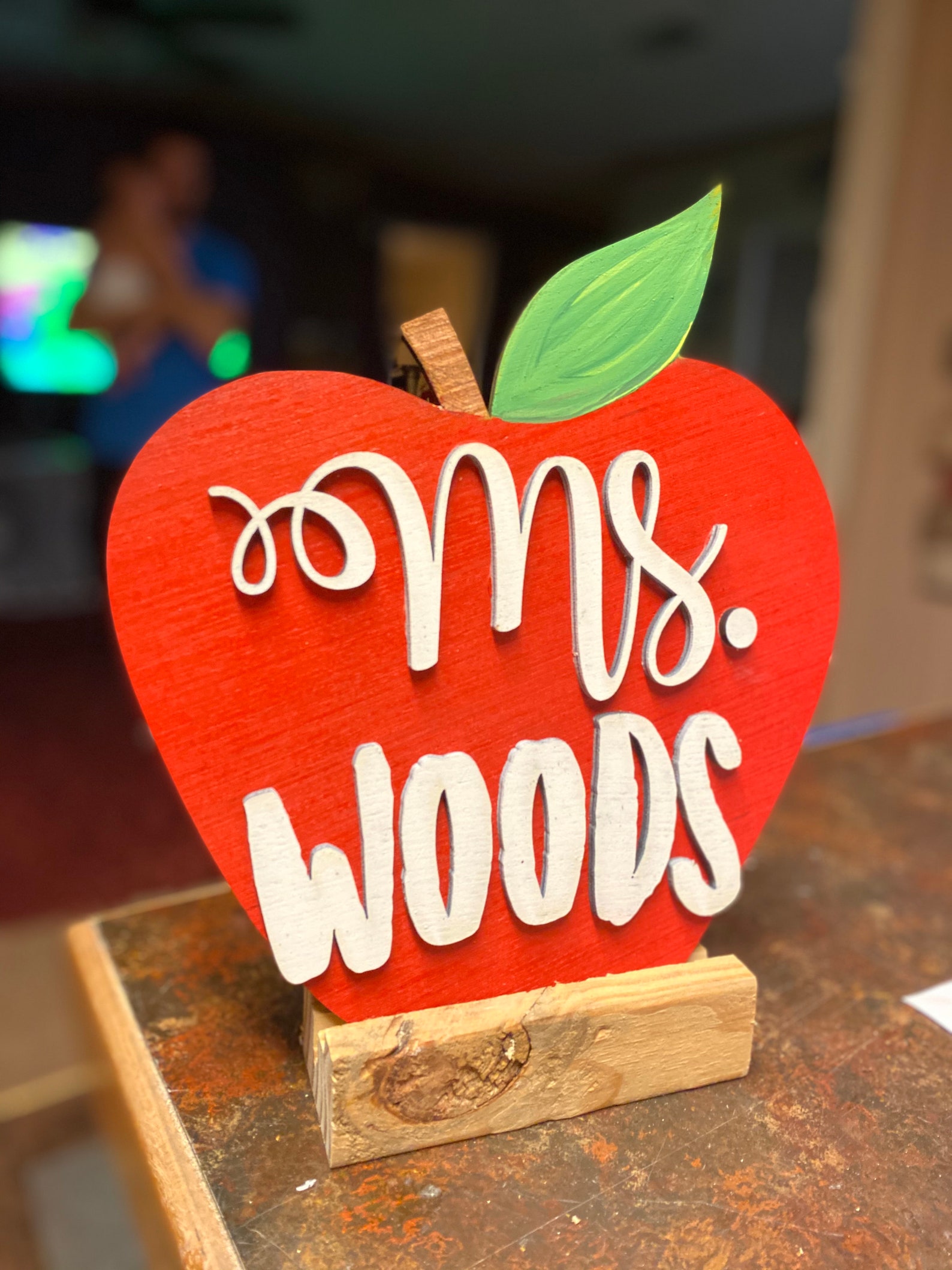 Teacher Gift, 3D Apple Cut Name Sign With Stand Classroom Decor - Etsy