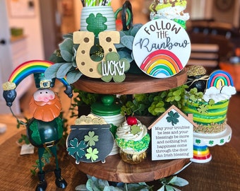 St. Patricks Day Tiered Tray, St. Patricks Day Tier Tray, Tiered Tray Decor, Mini Wood Signs, St. Patricks Day Tiered Tray Decor