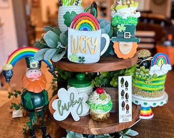 St. Patricks Day Tiered Tray, St. Patricks Day Tier Tray, Tiered Tray Decor, Mini Wood Signs, St. Patricks Day Tiered Tray Decor