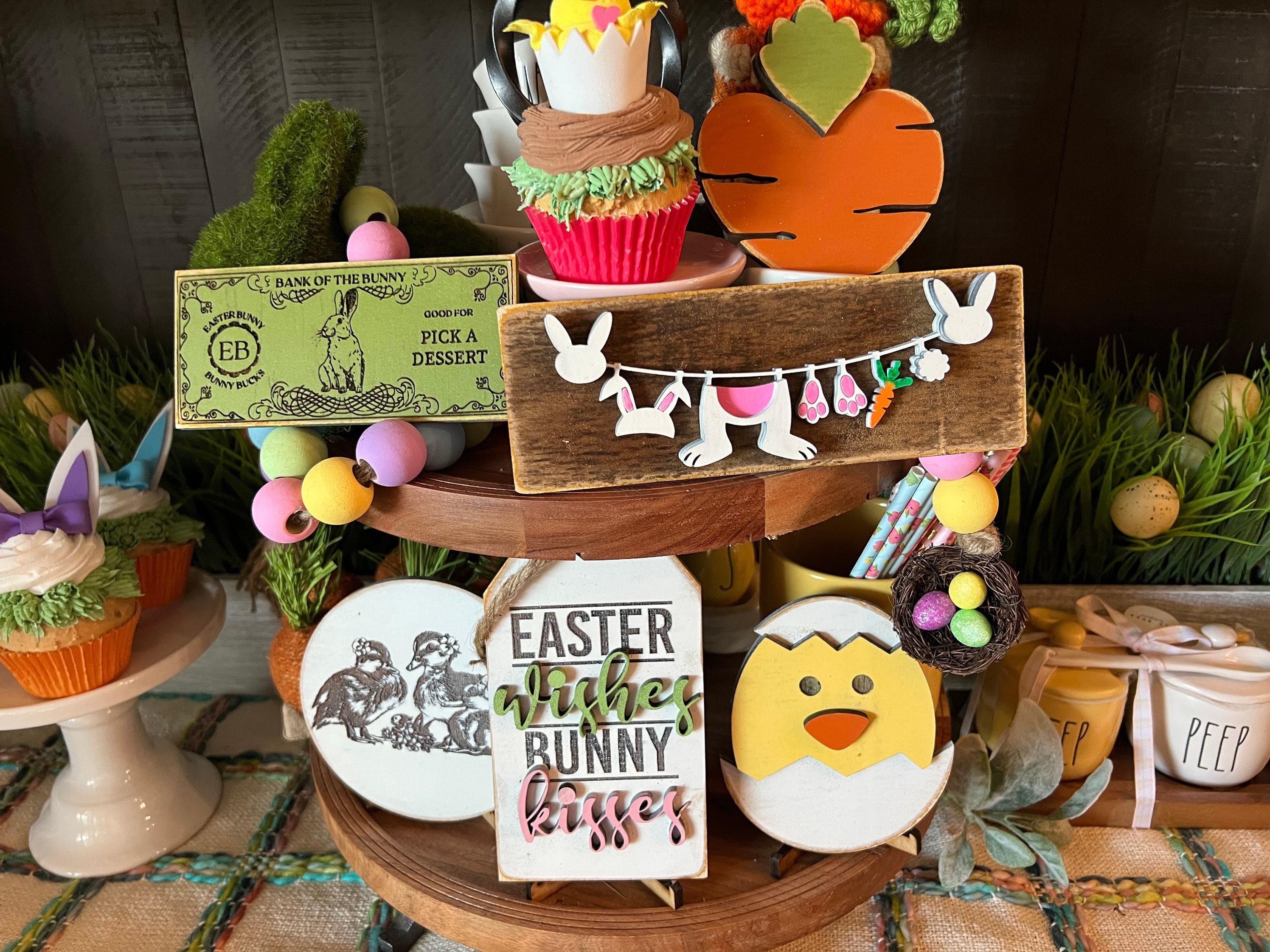 FAST SHIPPING Tiered Tray Easter Decor / Easter Decor/Tiered Tray Signs/Mini Wood Signs/3D Mini Signs/Easter Sign