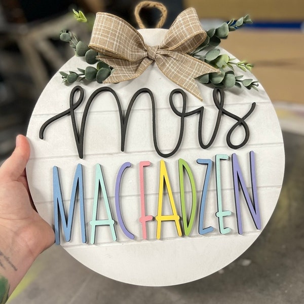 Regalo per insegnanti, cartello con nome tagliato in 3D, decorazione per la classe, regalo di laurea per insegnanti
