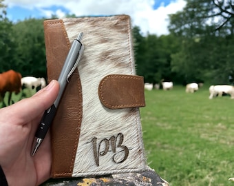 Sale!  Engraved initials Genuine Cowhide Leather Womens Wallet