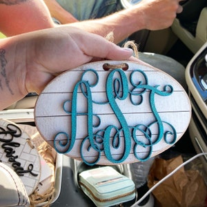 Car Charm - Car Monogram - Rear View Mirror Monogram - " Painted Monogram bild 3