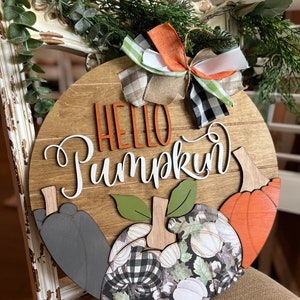 Front Door Decor | Fall Decor | Hello Pumpkin | Front Door Wreath | Fall Door Hanger | Pumpkin | Fall Wreath | Door Wreath | Housewarming