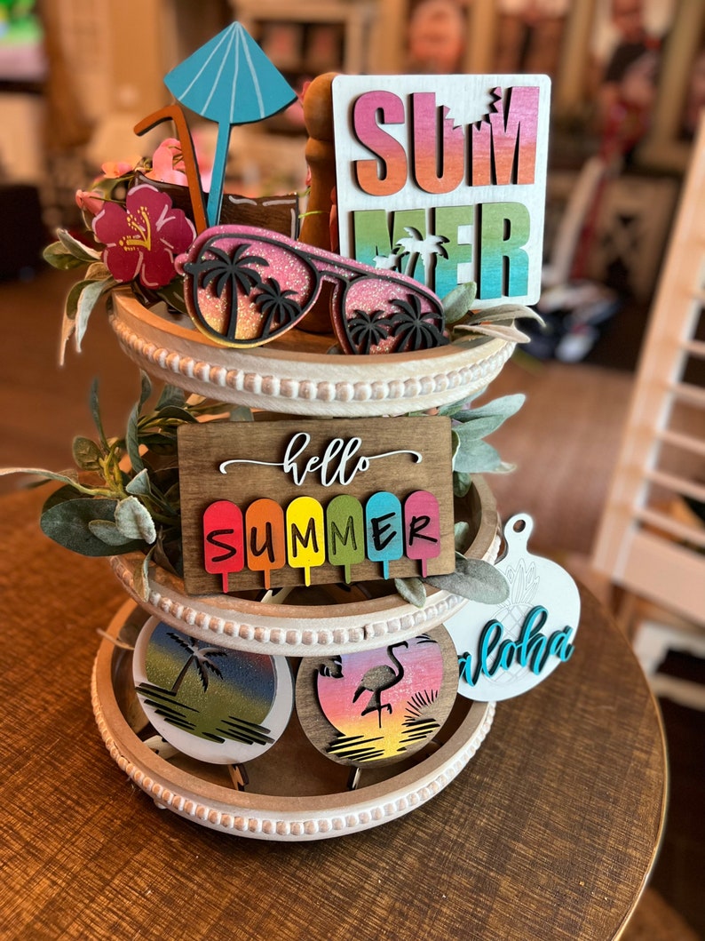 Summer Tier Tray Decor