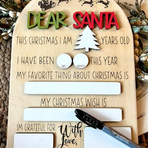 Dear Santa Letter Sign,  Board Sign, Reusable Santa Letter Sign, Dry Erase Christmas Sign, Christmas Photo Sign, Letter To Santa Sign