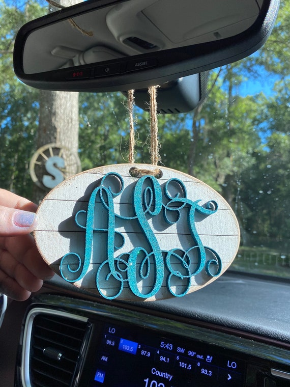 Car Charm - Car Monogram - Rear View Mirror Monogram - " Painted Monogram