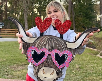 BEEF MY VALENTINE Cow Sign Wall Art Door Hanger Valentine's Day