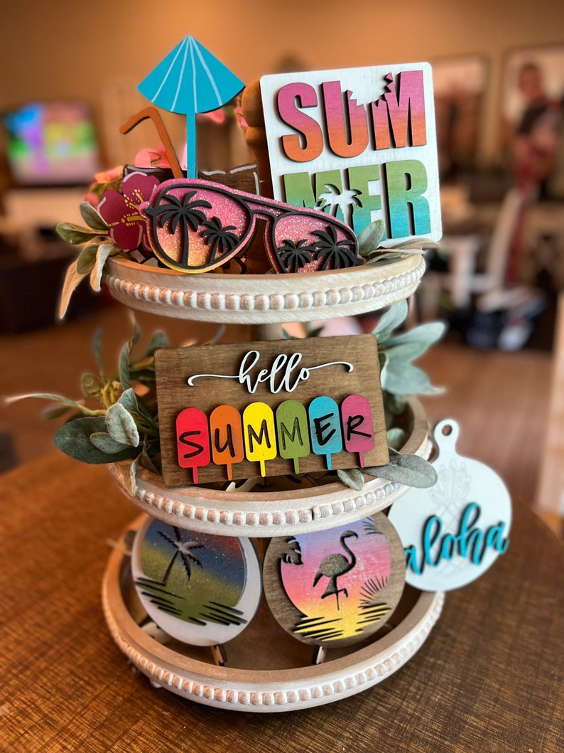 Summer Tier Tray Decor