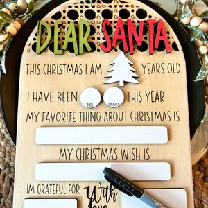 Dear Santa Letter Sign, Board Sign, Reusable Santa Letter Sign, Dry Erase Christmas Sign, Christmas Photo Sign, Letter To Santa Sign