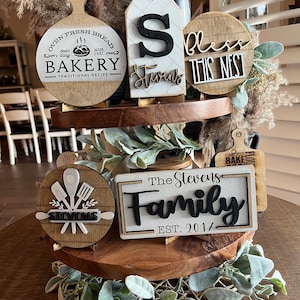 FAST SHIPPING Farmhouse Tier Tray Sign Set,Home Tier Tray Signs,Farmhouse Tier Tray Decor, Wood Tier Tray Signs, Farmhouse Style