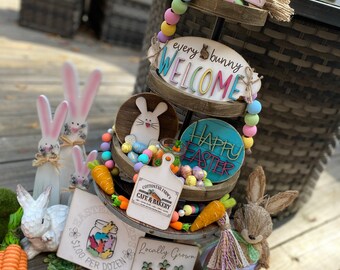 FAST SHIPPING Tiered Tray Easter Decor / Easter Decor/Tiered Tray Signs/Mini Wood Signs/3D Mini Signs/Easter Sign