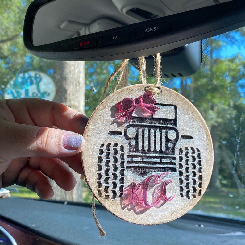 Car Charm Car Monogram Rear View Mirror Monogram Etsy