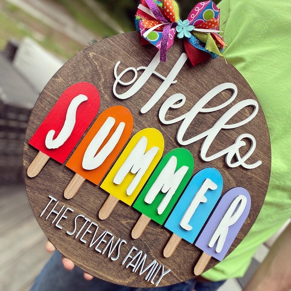 Hello Summer Door Hanger - Summer Wreath - Front Door Decor - Summer Door Decor