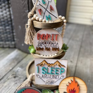 camping tier tray decor RV, camper, camping 3D mini round signs, home is where we park it, home decor, farmhouse decor