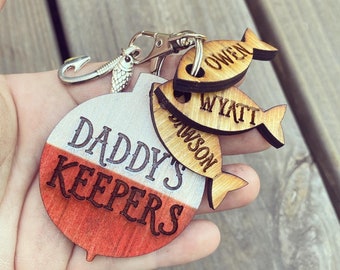SHIPS NEXT DAY Fishing keychain for Dad-Best Catch Keychain-Father's Day Gift for Dad Grandpa-Daddy -Hooked on You Daddy!