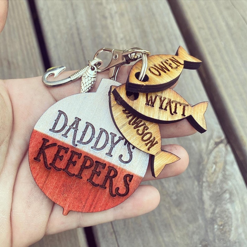 Fishing keychain for Dad-Best Catch Keychain-Father's Day Gift for Dad Grandpa-Daddy -Hooked on You Daddy! 