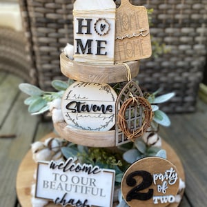 Farmhouse Tier Tray Sign Set,Home Tier Tray Signs,Farmhouse Tier Tray Decor, Wood Tier Tray Signs, Farmhouse Style Tier Tray Sign