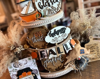 Fall Tier Tray decor, Thanksgiving tier tray decor, Fall signs for Tier Tray, Mini 3D signs, Fall Decor,Farmhouse Tier Tray decor, Autumn